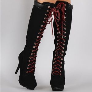 Black knee length high heels ( combat boots)
